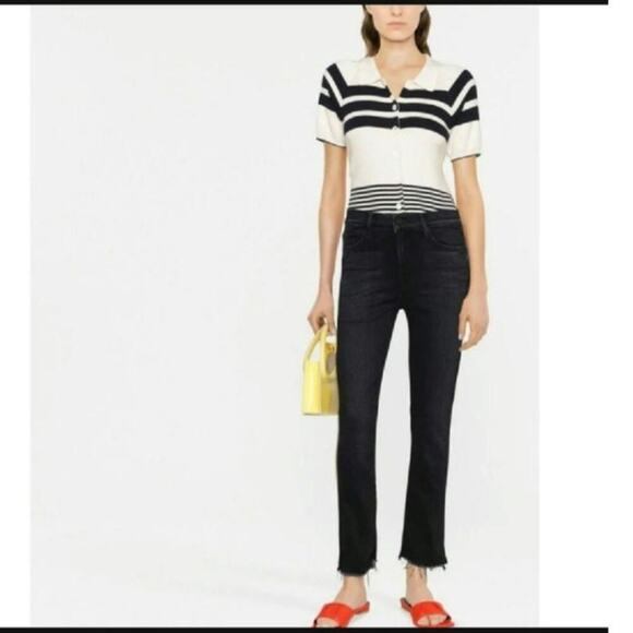 Mother Black Stunner Zip Ankle Step Fray Ladies Skinny Jeans Size 25 - Picture 3 of 13